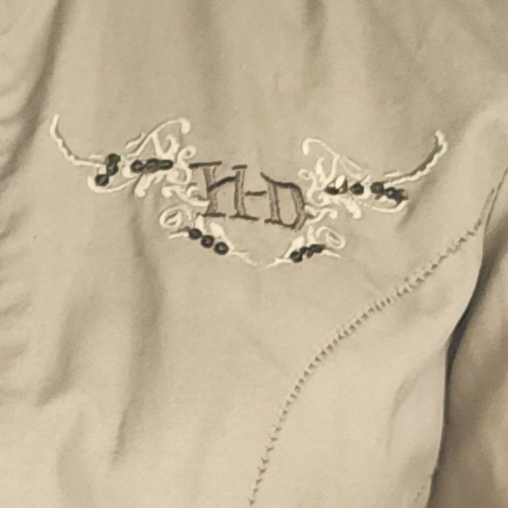 HARLEY DAVIDSON Khaki Full Zip Motorcycle Biker Jacket w/Pockets Sz S - Picture 7 of 7